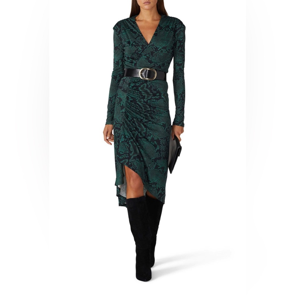 Atlein Green and Black Snake Skin Print Dress, size 40